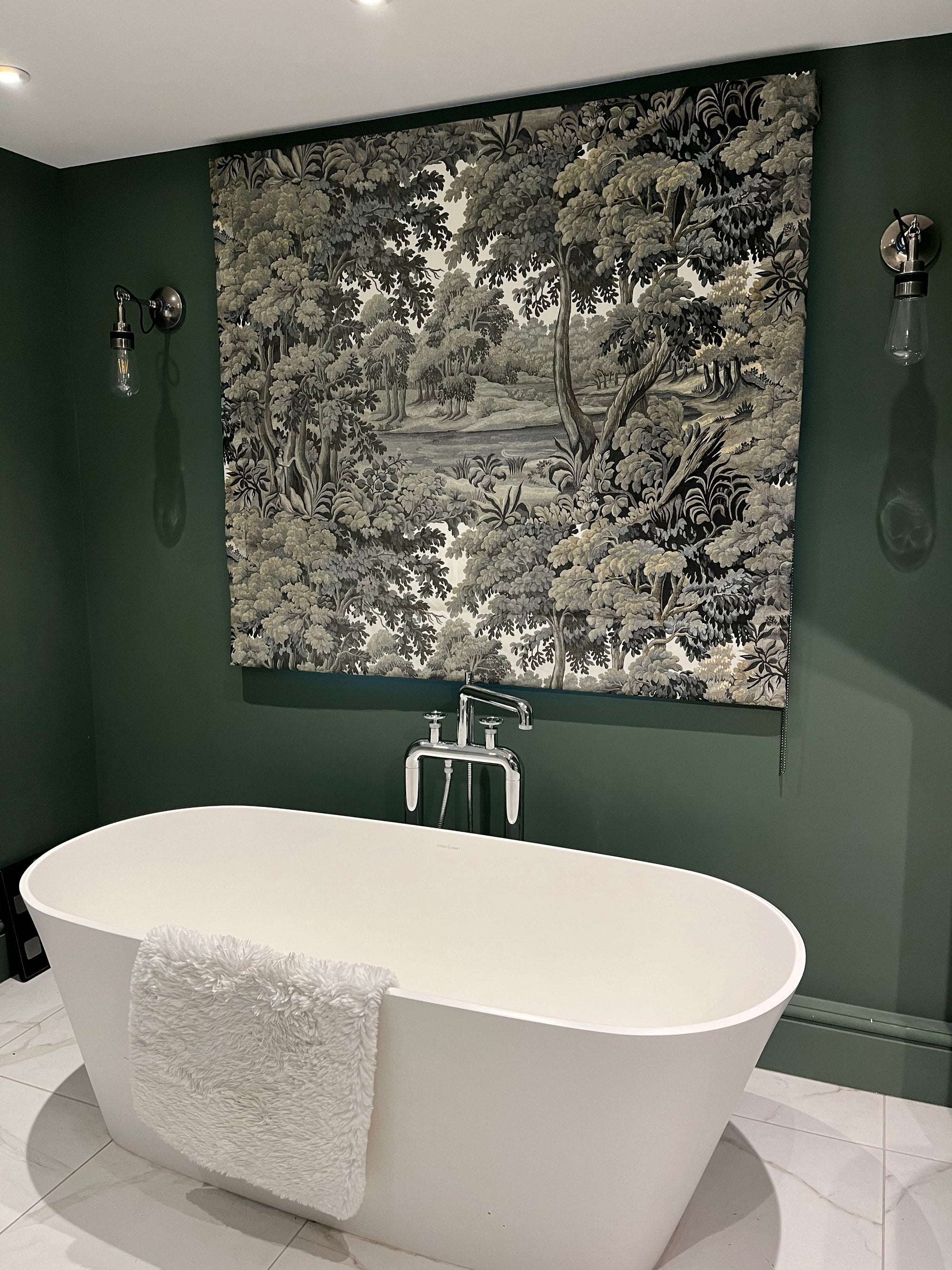A gorgeous bathroom roman blind with this stunning fabric. 